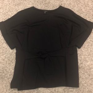 Express Black Short Sleeve Tie Front Shirt